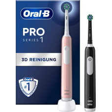 Oral-B Pro 1 Duo Cross Action with 2nd Handle, Electric Toothbrush, Black/Pink