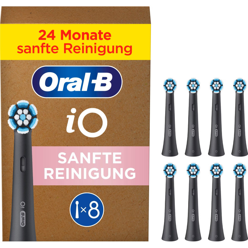 Oral-B Braun Oral-B iO Gentle Clean 8-pack, black brush heads, for sensitive areas and healthier gums