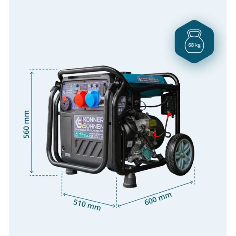 Inverterinis generatorius LPG/benzinas 8500W KS 8100iEG 1/3 KONNER & SOHNEN