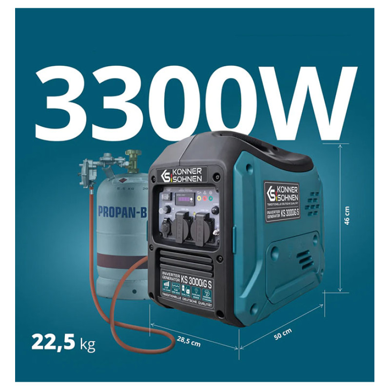 Inverterinis generatorius LPG/benzinas 33000W KS 3000iG S KONNER & SOHNEN