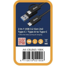 Akasa USB cable Akasa USB-A - 2x USB-C 1 m Black (AK-CCUB65-10BK)