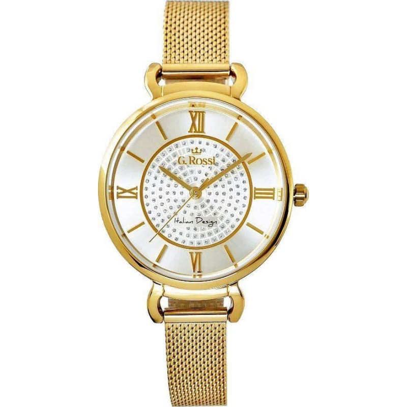 G.rossi Zegarek G.Rossi Zegarek Damski Złoty Srebrna tarcza G.Rossi 12546B-3D1