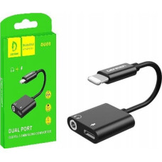 Vega Adapter USB Vega ADAPTER HF IPHONE DENMEN CZARNY AUDIO JACK + ZASILANIE DU08>