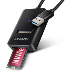 Axagon ADM2-AM USB-A 10Gbps - M.2 NVMe & SATA SSD adaptér, kabelis USB-A 10cm SSD korpusas Juoda