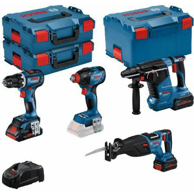 Bosch ZESTAW COMBO 18V (GSR 18V-90C +GDX 18V-210C +GBH 18V-24C +GSA 18V-28) 1xPC4,0Ah 2xPC5,5Ah