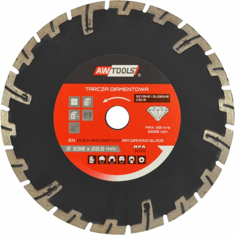 Awtools AW SEGMENTED RIM DEEP CUT DIAMOND SAW BLADE 125 x 22.2mm