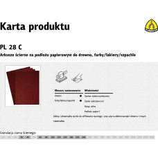 Klingspor ARKUSZE ŚCIERNE NA PODŁOŻU PAPIEROWYM 230mm x 280mm PL28C gr.120 /50szt.
