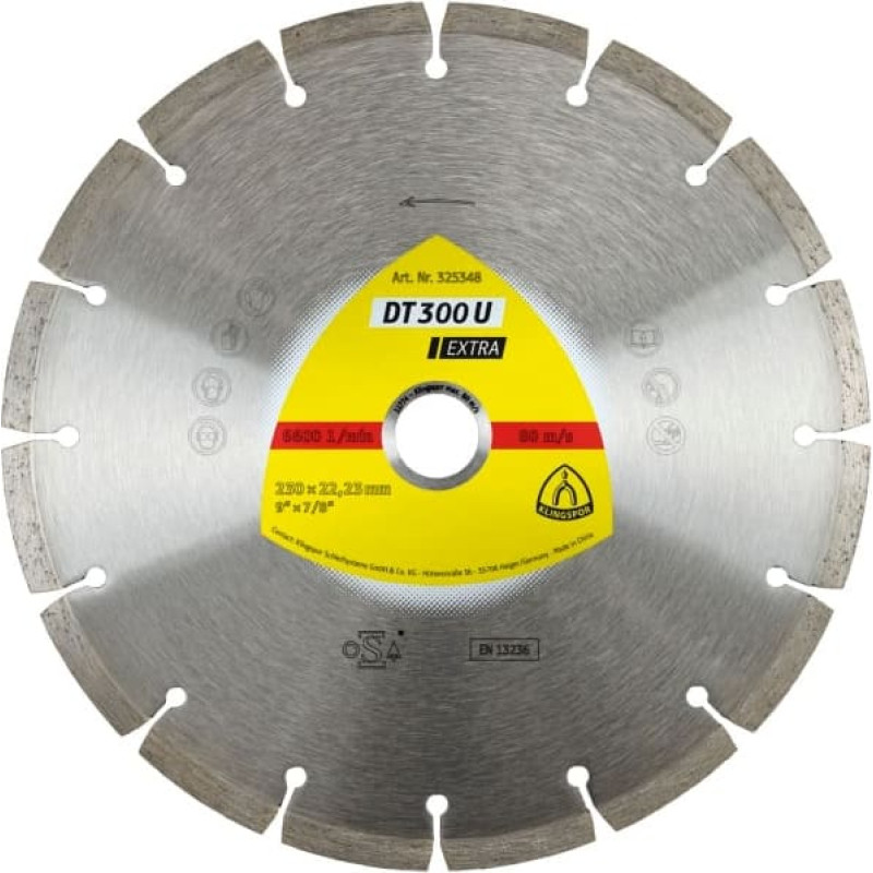 Klingspor TARCZA DIAMENTOWA SEGMENTOWA 230mm x 2,3mm x 22,2mm DT300U, BETON