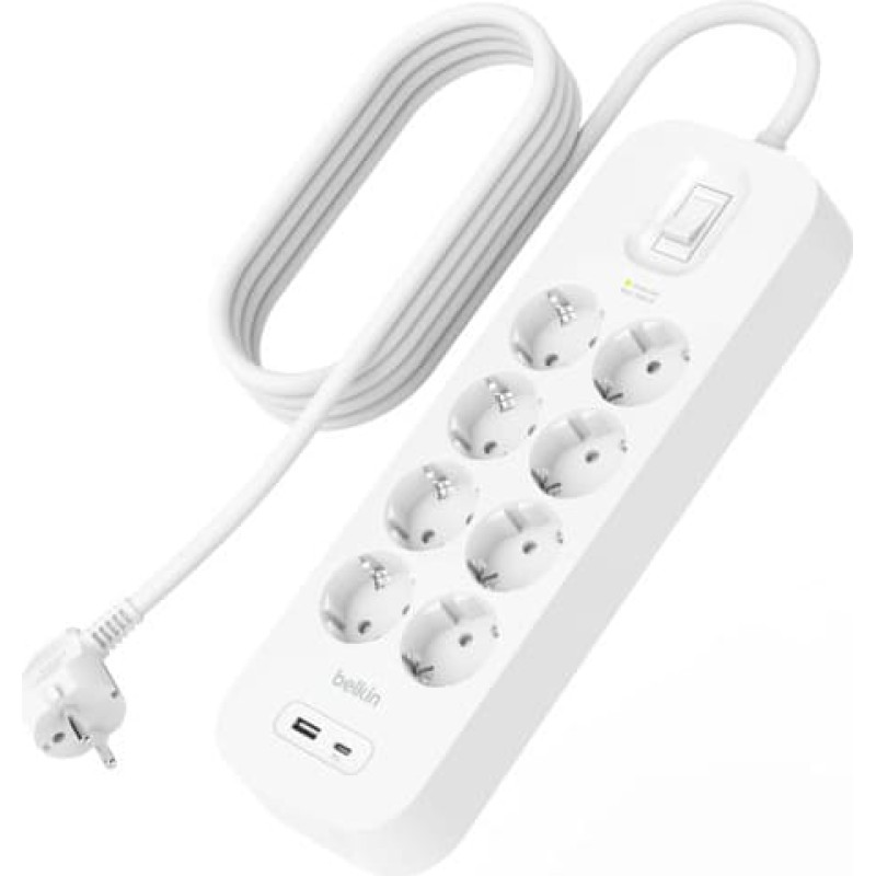 Belkin Steckdosenleiste 8-fach + USB-A+C,900J,18W,2m SRB003vf2MV2