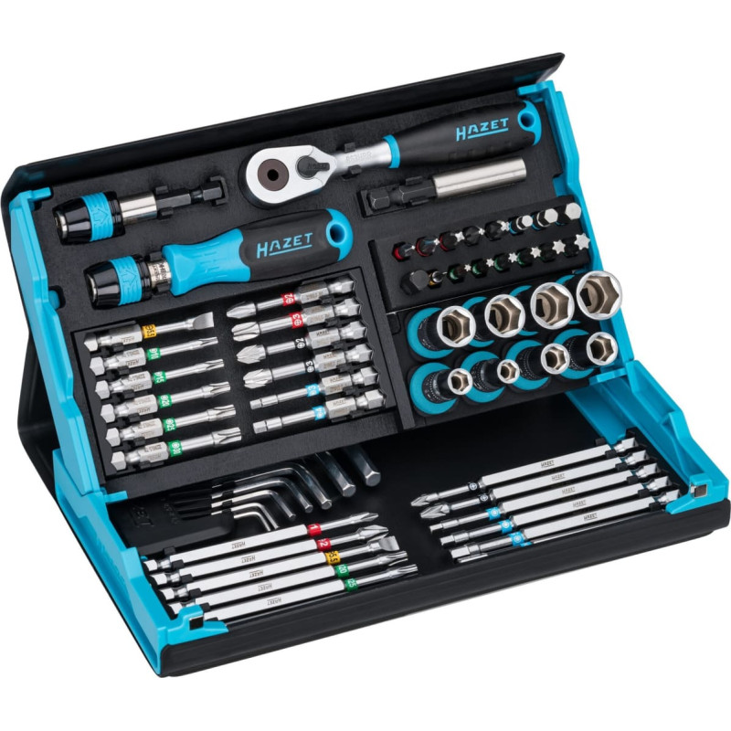 Hazet SmartCase socket and bit set 2200SC-32, 59 pieces (black/blue, 1/4, with reversible ratchet)