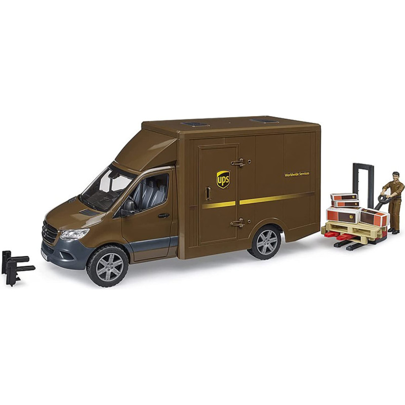 Bruder MB Sprinter UPS with driver and accessories, model vehicle (brown)