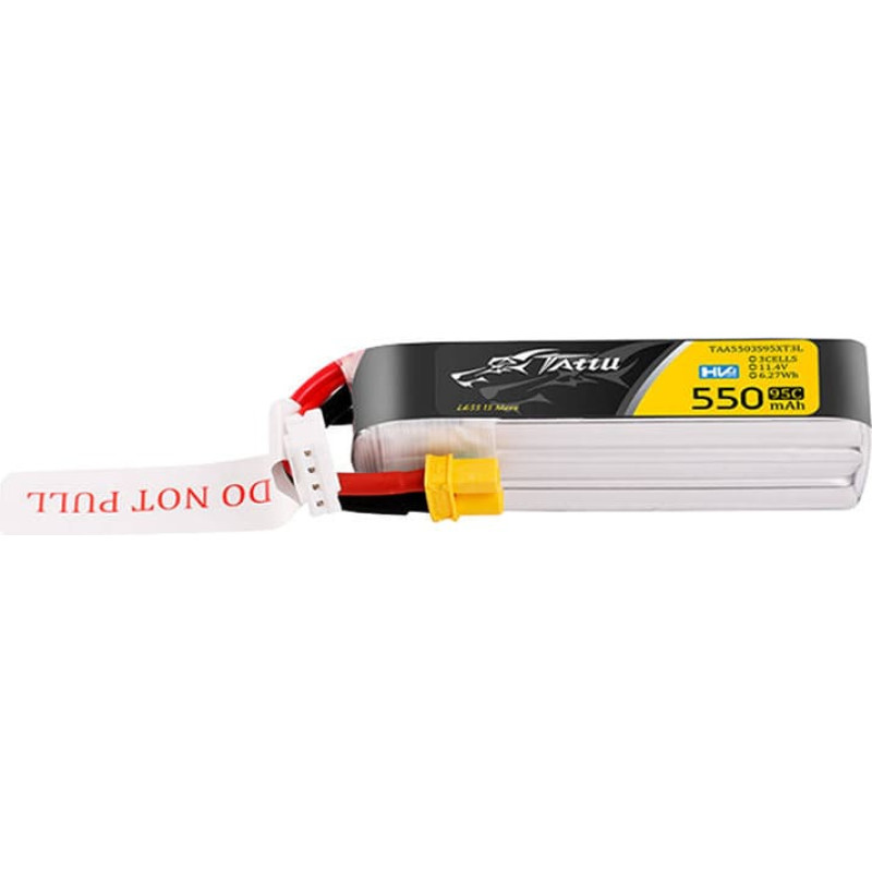 Tattu 3s 550mAh 95C 11.4V HV Lipo Battery with XT30 Plug Long-Pack Connector