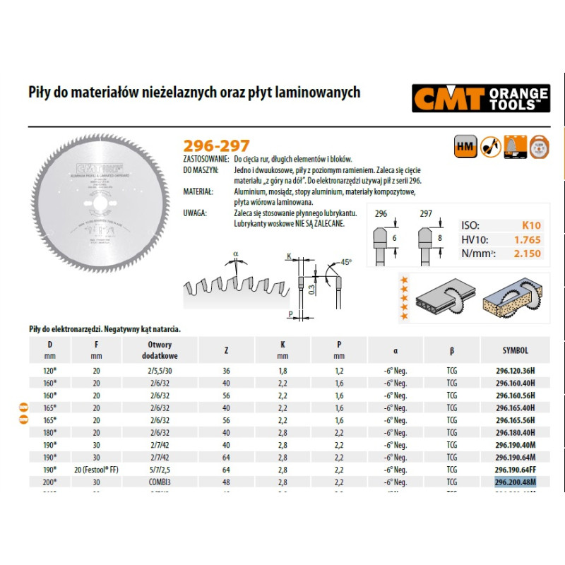 CMT PIŁA HW D=200 F=30 Z=48 K=2,8/2,2