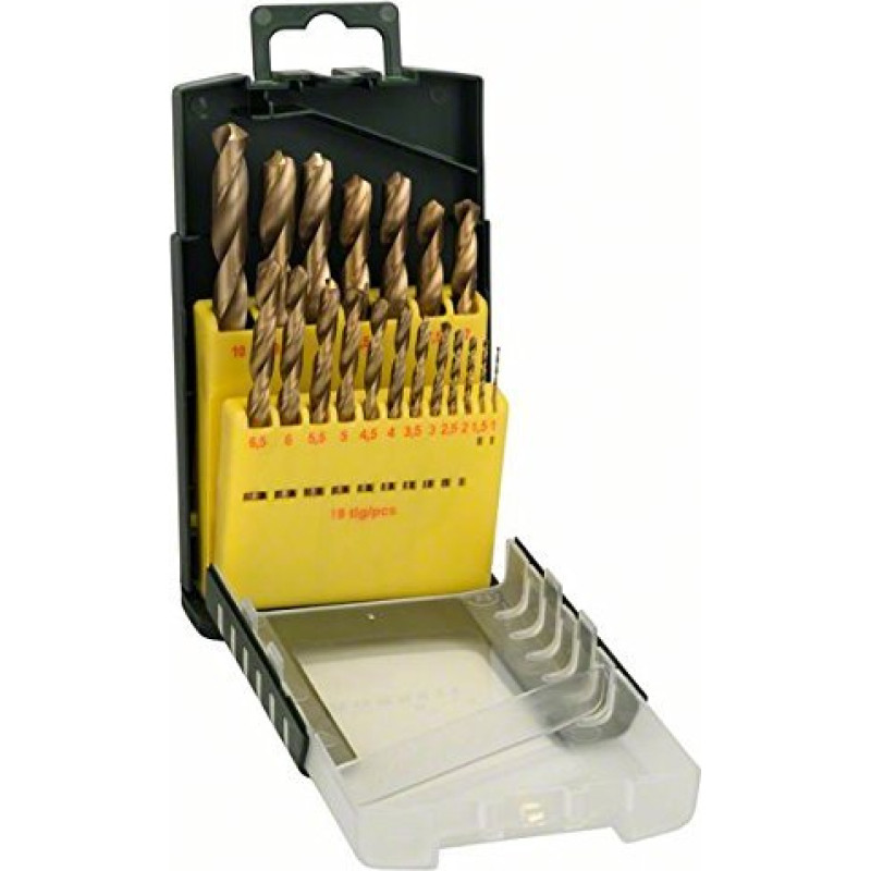 Bosch HSS-TiN metal drill set, 19 items (green)