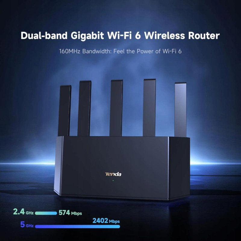 Tenda Wireless Router|TENDA|Router|3000 Mbps|Mesh|IEEE 802.3|IEEE 802.3ab|IEEE 802.3u|IEEE 802.11a|IEEE 802.11b|IEEE 802.11g|IEEE 802.11n|IEEE 802.11ac|IEEE 802.11ax|3x10/100/1000M|1x10/100/1000M|Number of antennas 5|TX12LPRO