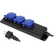 Orno Workshop extender watertight IP44, 3 sockets 2P+Z (schuko) IP44, rubber cord, H05RR-F 3x1.5mm?, length 5m