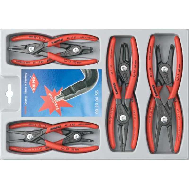 Knipex SZCZYPCE DO PIERŚCIENI ZACISKOWYCH SEGERA KOMPLET 8 elem.