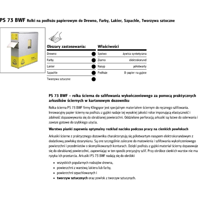 Klingspor ROLKA NA PODŁOŻU PAPIEROWYM PS73BWF 115mm gr.320  (25mb)