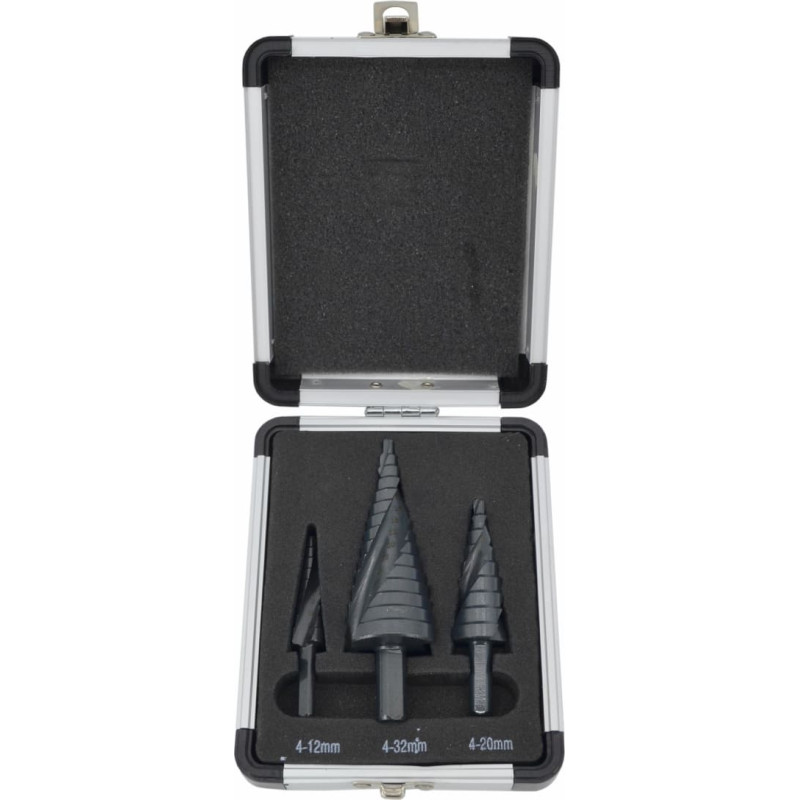 Awtools AW HSS AlCrN BLACK SPIRAL STEP DRILL BIT SET 3pcs/ 4-32mm/ PLASTIC CASE