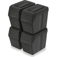 Prosperplast KEDEN KOSZ NA ŚMIECI SORTIBOX 20L SET 4 - CZARNY RECYKLING