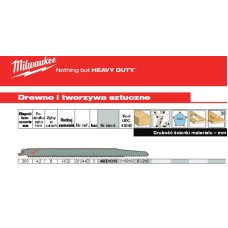 Milwaukee BRZESZCZOT DO PIŁY SZABLASTEJ 300mm HCS 3szt. DREWNO