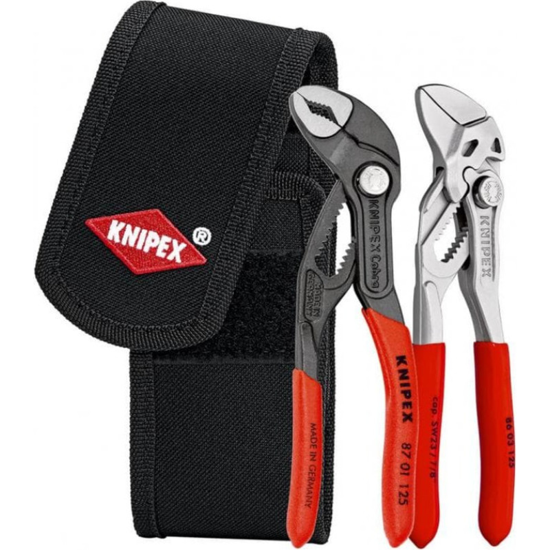 Knipex mini pliers set, in tool belt bag, pliers set (red/black, 2 pieces)