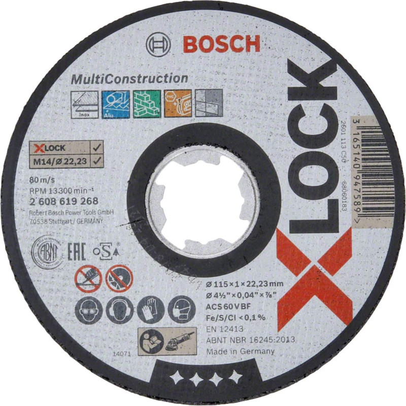Bosch cutting disc X-LOCK Rapido Multi Material 115mm straight (115 x 1 x 22.23mm)