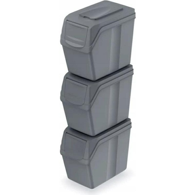 Prosperplast KEDEN KOSZ NA ŚMIECI SORTIBOX 20L SET 3 - SZARY KAMIENNY