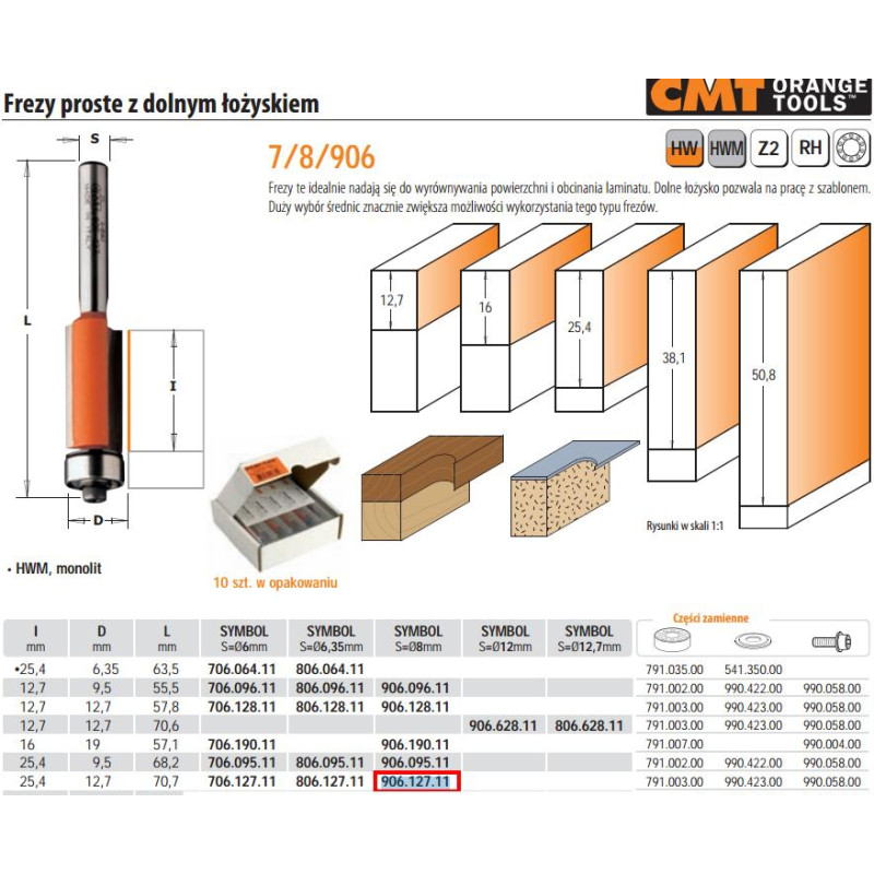 CMT Freza HW S=8 D=12,7x25,4, CMT