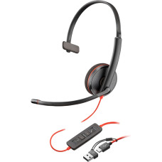 HP Poly Blackwire 3210 Monaural USB-C Headset + USB-C/A Adapter (black)