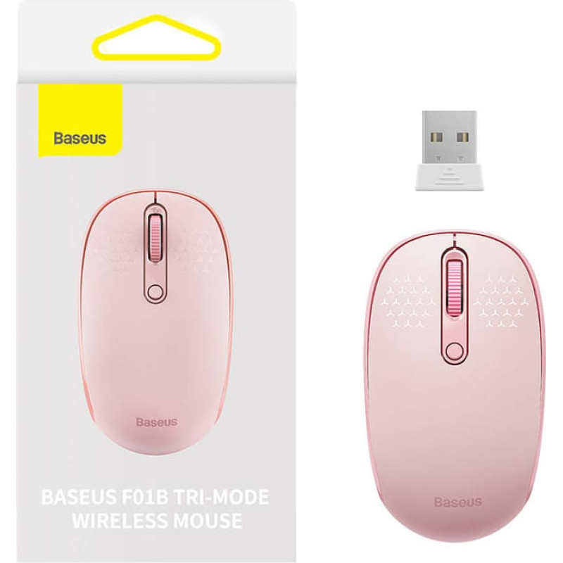 Baseus Wireless mouse Baseus F01B Tri-mode  2.4G BT5.0 1600 DPI (pink)