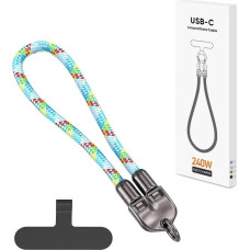 Vega ECOBOX KABEL  240W TYP-C DO TYP-C SMYCZ NA NADGARSTEK TĘCZA BIAŁA
