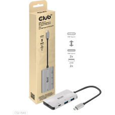 Club 3D CLUB3D CSV-1543 knyginių kompiuterių dokas / jungčių replikatorius USB 3.2 Gen 2 (3.1 Gen 2) Type-C Juoda, Sidabras