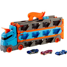 Mattel Hot Wheels 2-in-1 Racetrack Transporter Toy Vehicle (Blue/Orange)