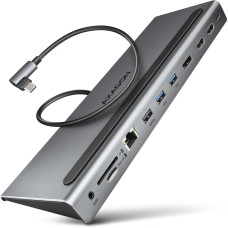 Axagon HMC-4KX3 knyginių kompiuterių dokas / jungčių replikatorius Vielinis USB 3.2 Gen 1 (3.1 Gen 1) Type-C Pilka