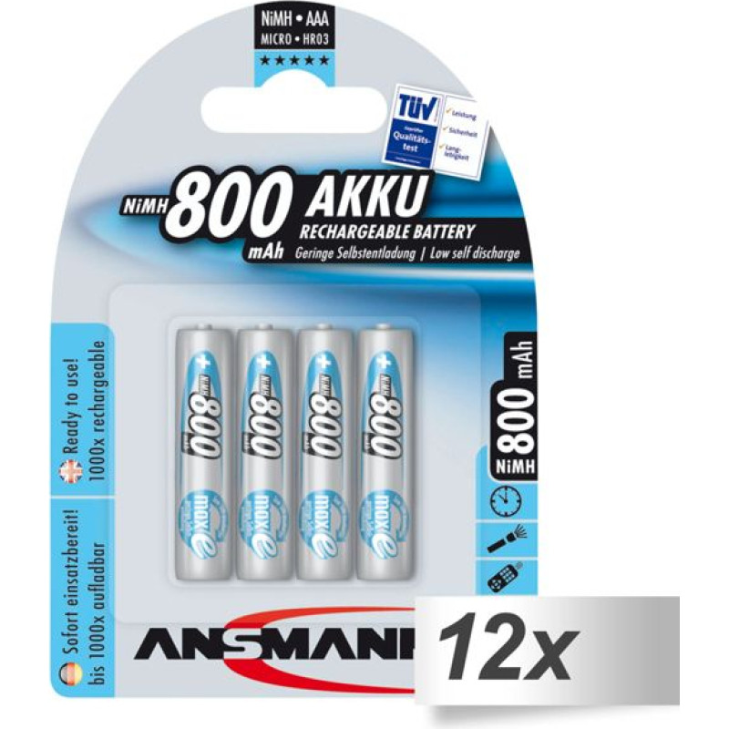 Ansmann 12x4 Ansmann maxE NiMH bat. Micro AAA 800 mAh
