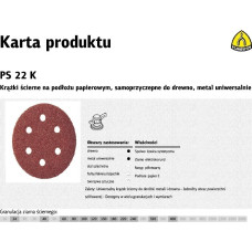 Klingspor KRĄŻEK ŚCIERNY SAMOPRZYCZEPNY 150mm  PS22K gr. 60 GLS3 /50szt.