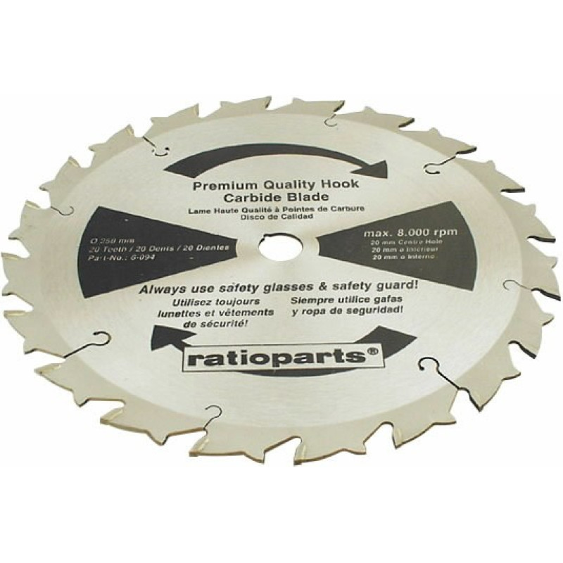 Ratioparts Medžių ir žolės pjovimo diskas 250x20mm Z20, Ratioparts