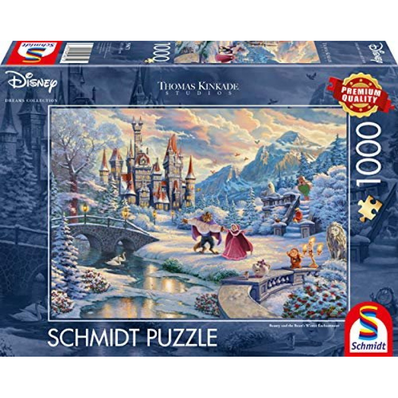 Schmidt Spiele Thomas Kinkade Studios: Disney - Beauty and the Beast, Magical Winter Evening (Limited Christmas Edition, 1000 pieces)