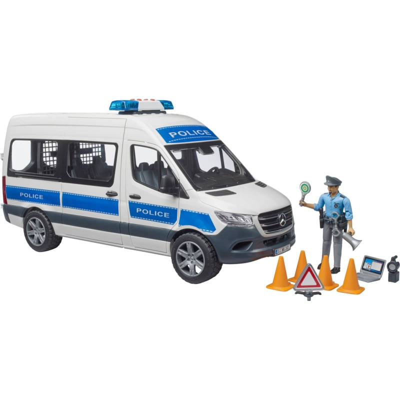Bruder MB Sprinter police emergency vehicle with light & sound module, model vehicle