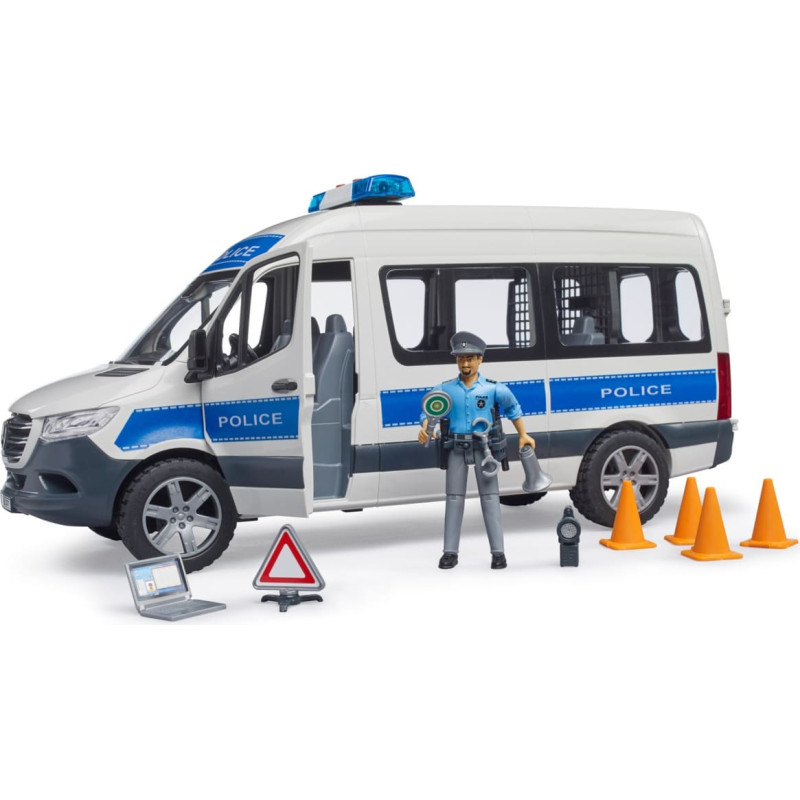 Bruder MB Sprinter police emergency vehicle with light & sound module, model vehicle