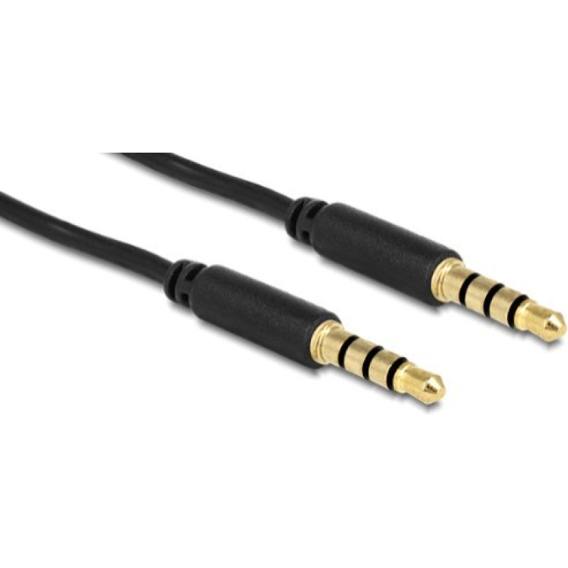 Delock cable Audio 3.5mm male/male 4-pin black 5.0m