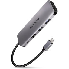 Axagon HMC-5 knyginių kompiuterių dokas / jungčių replikatorius Vielinis USB 3.2 Gen 1 (3.1 Gen 1) Type-C Pilka