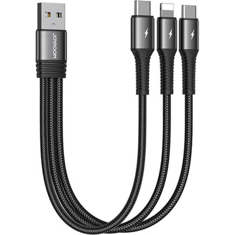 Joyroom USB cable Joyroom S-01530G11 3in1 2x USB-C / Lightning 3.5A 0.15m (black)
