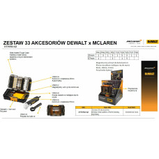 Dewalt ZESTAW AKCESORIÓW  33cz. Z PRZYSTAWKĄ KĄTOWĄ /MACLAREN