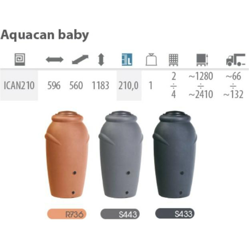 Prosperplast POJEMNIK NA DESZCZÓWKĘ  ANTRACYT AQUACAN BABY 210L