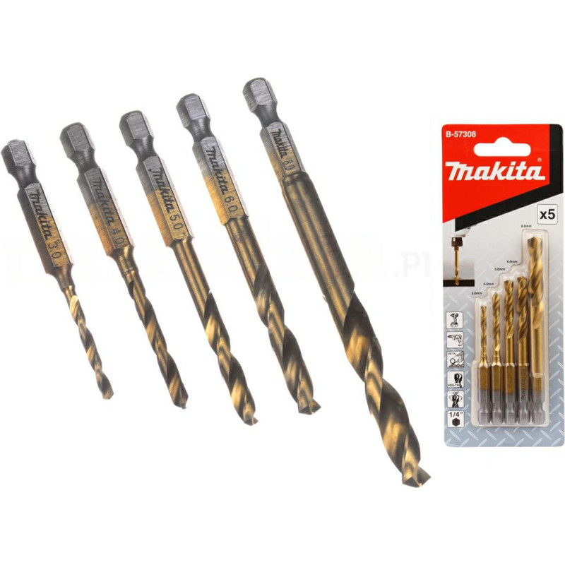 Makita ZESTAW WIERTEŁ DO METALU HSS-TIN 1/4