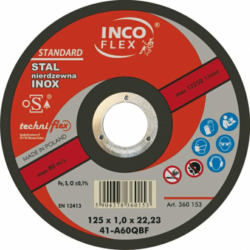 Incoflex TARCZA METAL INOX INCOFLEX  125*1,0