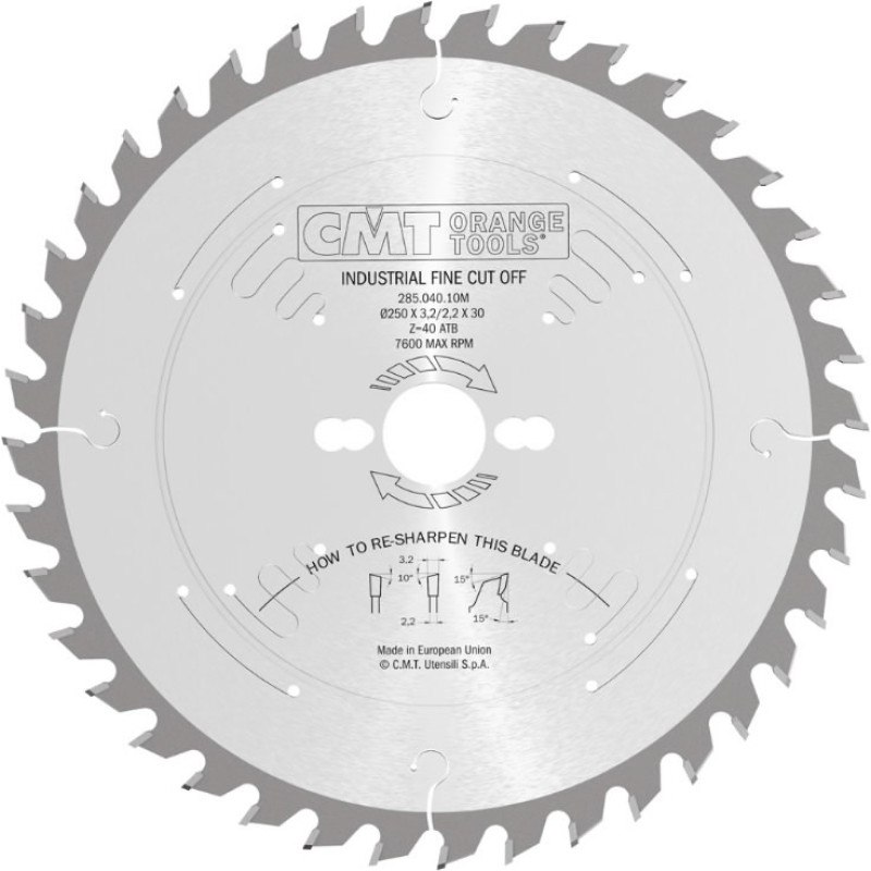 CMT Diskas pjovimo 350x3,5x30 Z54 HM 350x3,5/2,5x30 Z54 a=15° b=10° ATB, CMT