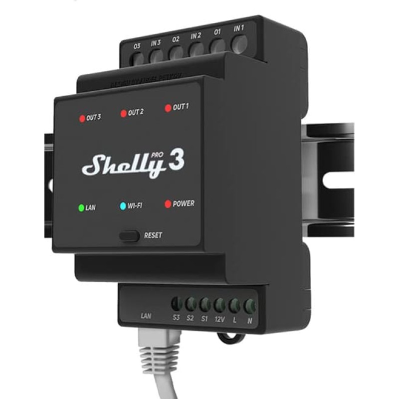 Shelly Pro 3, relay (black, three channels)
